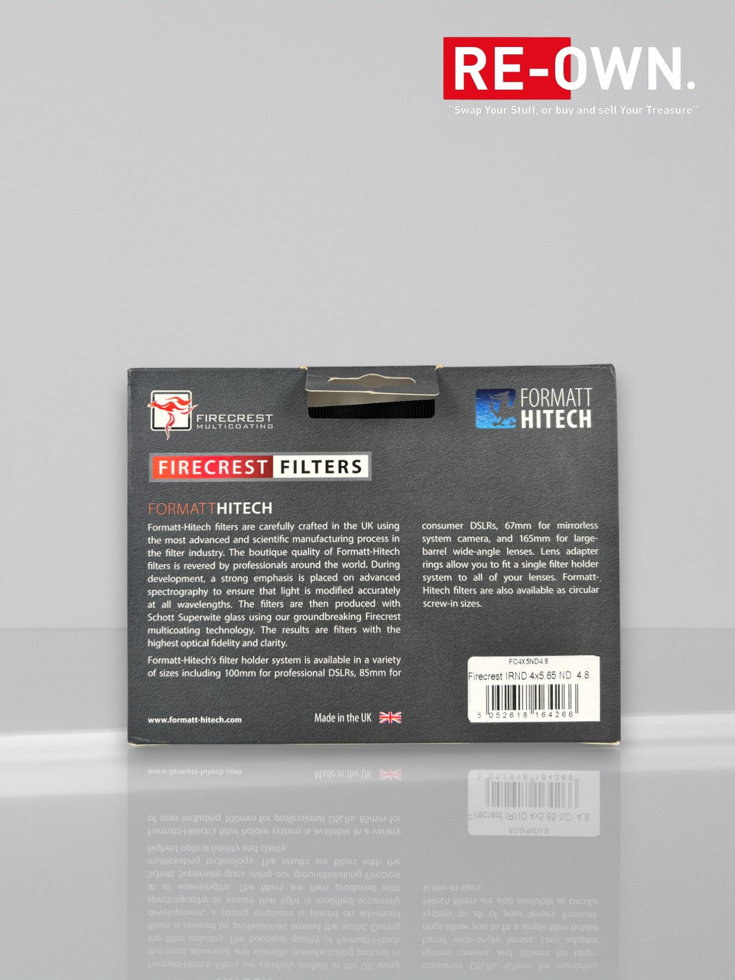 Formatt Hitech FC4X5ND4.8 Firecrest IRND 4x5.65 ND Filter (nieuw in doos)