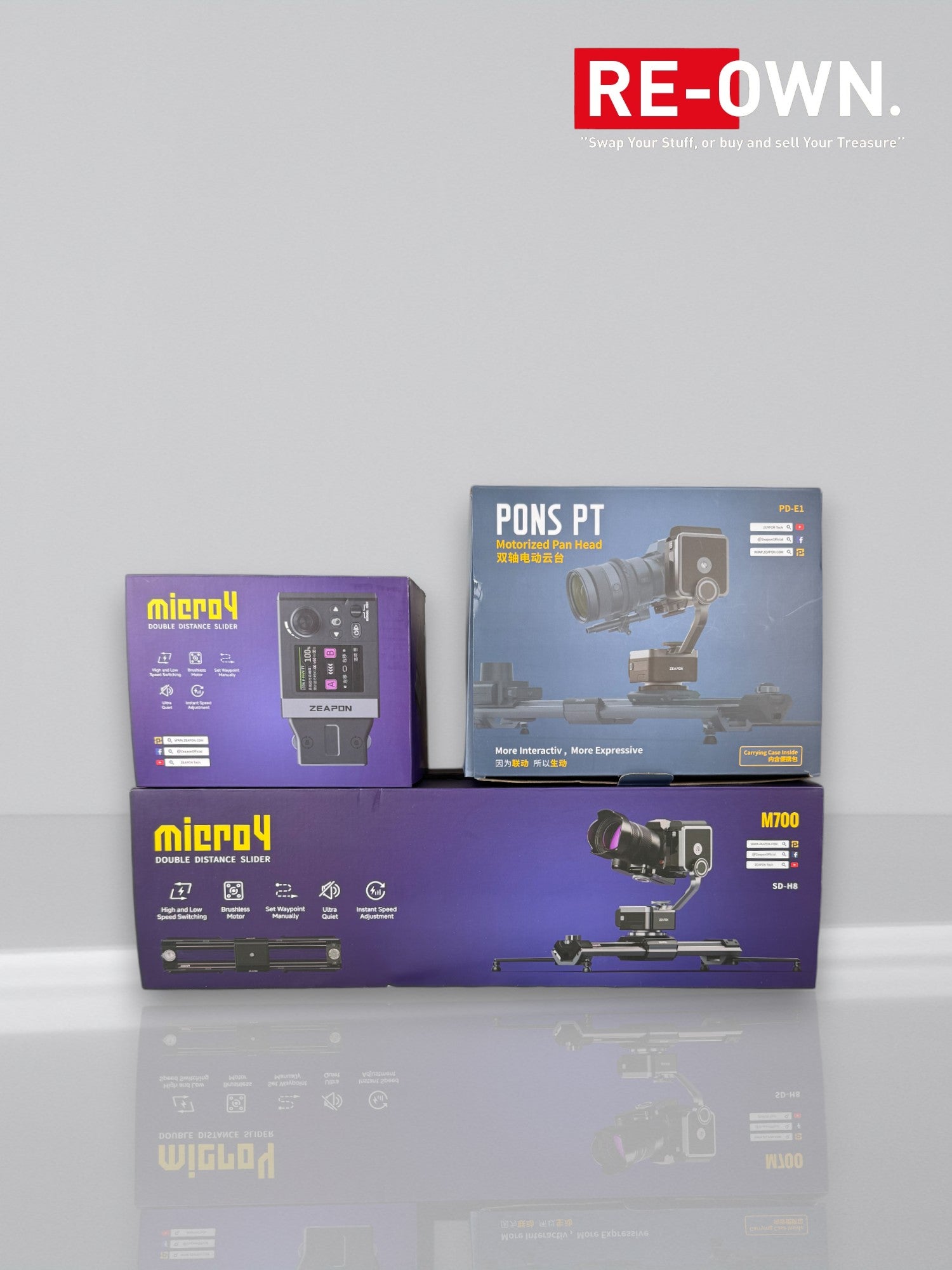 Zeapon Micro4 E700 Camera slider with pons PT motorized pan head (1x gebruikt)